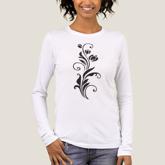 Elegant Ornamental Floral Flower Art Tri-Blend Shirt (Voorkant volledig)