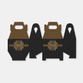 Elegant Ornamental Gold en Black Eid Mubarak Bedankdoosjes (Uitgevouwen)