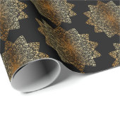 Elegant Ornamental Gold en Black Islamic Pattern Cadeaupapier (Rol Hoek)