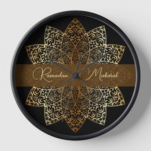 Elegant Ornamental Gold en Black Ramadan Mubarak (Voorkant)