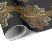 Elegant Ornamental Gold en Black Ramadan Mubarak Cadeaupapier (Rol Hoek)