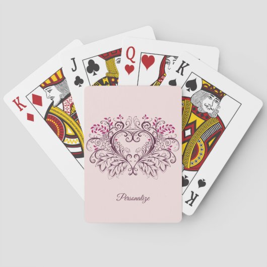 Elegant ornamental Heart Design Persoonlijk Pokerkaarten (Achterkant)