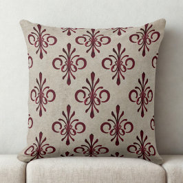 Elegant Ornamental Maroon Damask Pattern Kussen