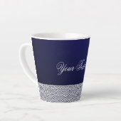 Elegant ornamental vectorblauw, wit, geschreven latte mok (Linkerhoek)