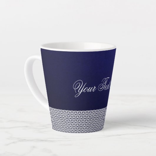 Elegant ornamental vectorblauw, wit, geschreven latte mok (Linkerhoek)