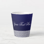 Elegant ornamental vectorblauw, wit, geschreven latte mok (Voorkant)