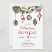 Elegant Ornamenten Diner Kerstfeest Kaart (Voorkant)