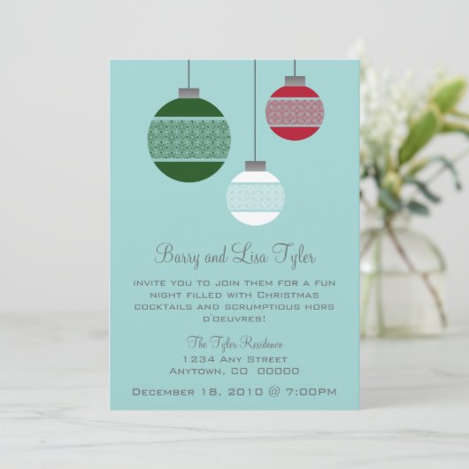 Elegant Ornamenten Kerstfeest Uitnodiging (Staand voorkant)