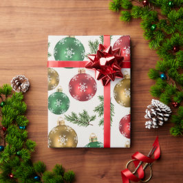 Elegant Ornaments & Pine Wrapping Paper Cadeaupapier