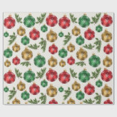 Elegant Ornaments & Pine Wrapping Paper Cadeaupapier (Vlak)