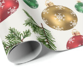 Elegant Ornaments & Pine Wrapping Paper Cadeaupapier (Rol Hoek)