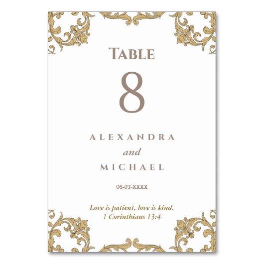 Elegant Ornate Baroque Christian Wedding  Kaart (Achterkant)