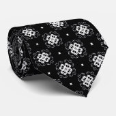 Elegant Ornate Black and White Pattern Stropdas (Opgerold)