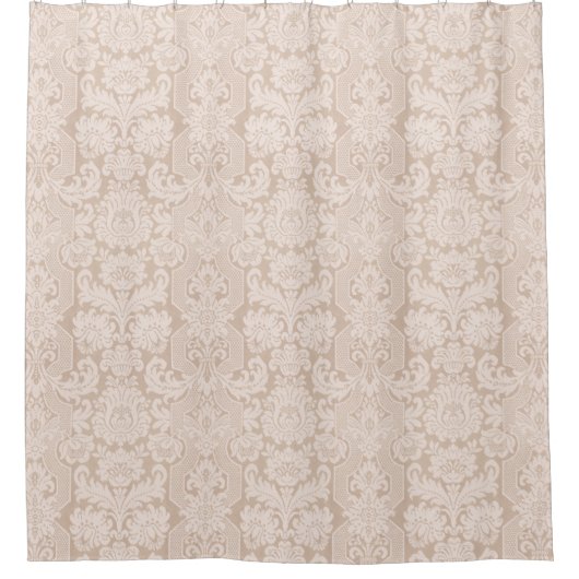 Elegant Ornate Cream Victorian Damask Douchegordijn (Voorkant)