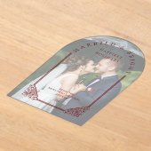 Elegant Ornate Faux Dome Photo First Christmas Acryl Uitnodigingen (Laagn)