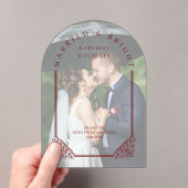 Elegant Ornate Faux Dome Photo First Christmas Acryl Uitnodigingen (Insitu (Draagbaar))