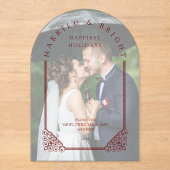 Elegant Ornate Faux Dome Photo First Christmas Acryl Uitnodigingen (Voorkant)