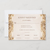 Elegant Ornate Gold Floral RSVP Response Card Kaartje (Voorkant)