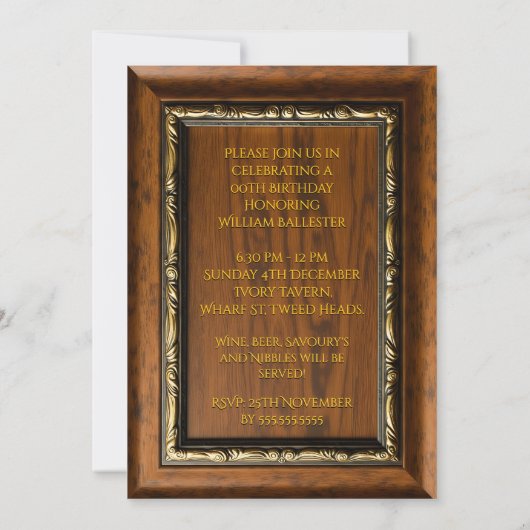 Elegant Ornate Rustic Gold Wood Photo Birthday men Kaart (Achterkant)