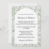 Elegant Ornate Swirl Sage Green Floral Wedding Kaart (Voorkant)