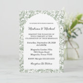 Elegant Ornate Swirl Sage Green Floral Wedding Kaart (Staand voorkant)