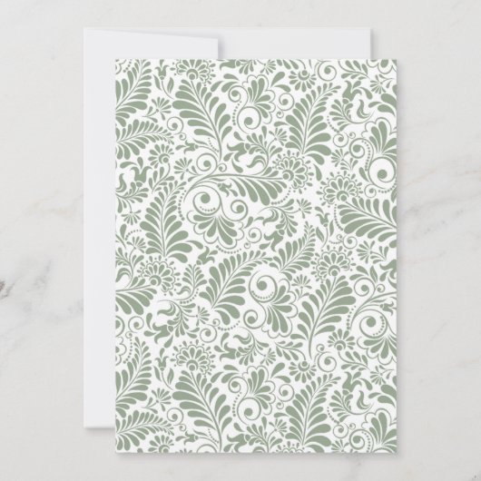 Elegant Ornate Swirl Sage Green Floral Wedding Kaart (Achterkant)