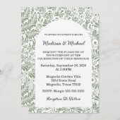 Elegant Ornate Swirl Sage Green Floral Wedding Kaart (Voorkant / Achterkant)