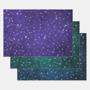Elegant osmotische paarse, groene en blauwe Zodiac Inpakpapier Vel