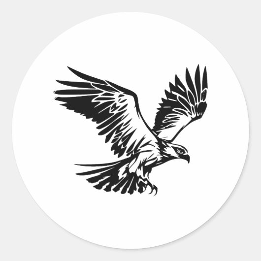 Elegant Osprey Silhouet in monochroom Ronde Sticker (Voorkant)