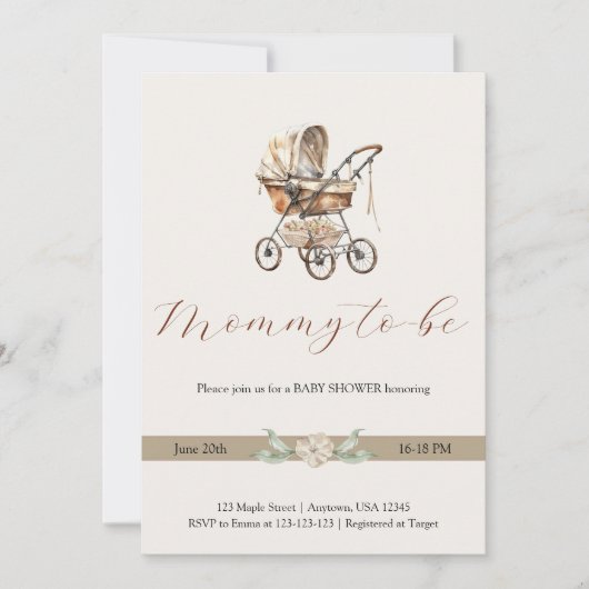 Elegant oud Baby koets Genderneutraal Kaart (Voorkant)