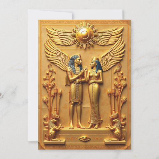 Elegant Oud-Egyptisch Gouden Trouw- Kaart (Achterkant)
