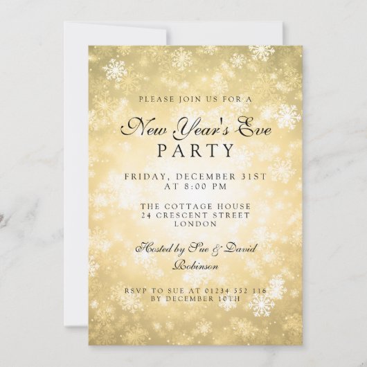 Elegant oud en nieuw-feest goud winter kaart (Voorkant)
