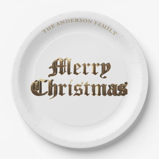 Elegant Oud Engels Lettering Goud Vrolijk Kerstfee Papieren Bordje (Voorkant)