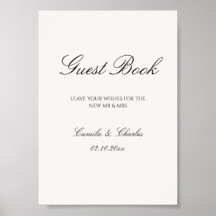 Elegant Oud Geld Bruiloftgastenboek Poster