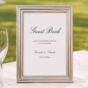 Elegant Oud Geld Ivoor Huwelijksgastenboek Poster