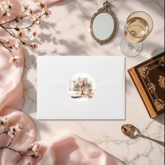 Elegant Oud Geld Romantische Tafel Trouwen Ronde Sticker