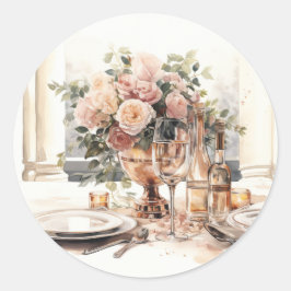 Elegant Oud Geld Romantische Tafel Trouwen Ronde Sticker
