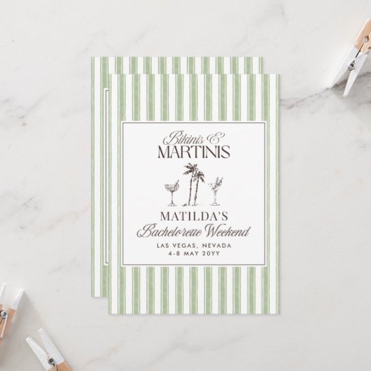 Elegant oud geld vrijgezellenweekend kaart (Voorkant / Achterkant in situ)