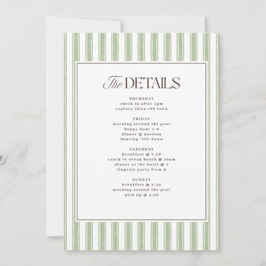 Elegant  oud geld vrijgezellenweekend kaart (Achterkant)