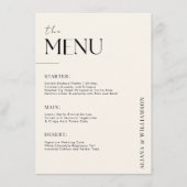 Elegant oud geld zwart Minimal Trouwtafel Menu (Voorkant)