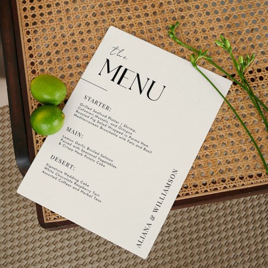Elegant oud geld zwart Minimal Trouwtafel Menu