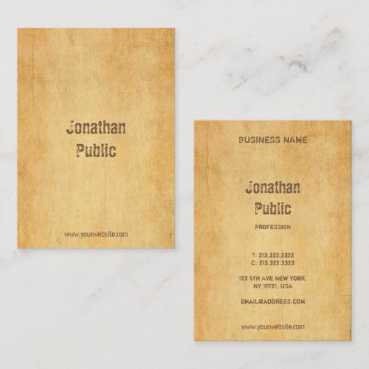 Elegant  oud papier koel verdrietig script visitekaartje (Voorkant / Achterkant)