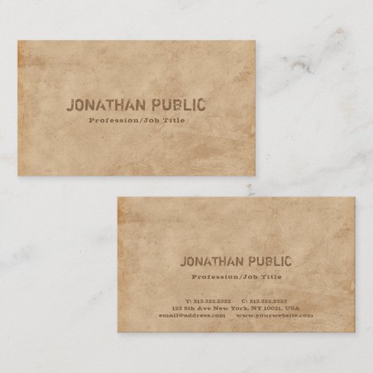  elegant oud papier look ultra dikke luxe visitekaartje (Voorkant / Achterkant)