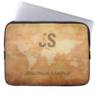 Elegant  oud papier Monogramcool Laptop Sleeve