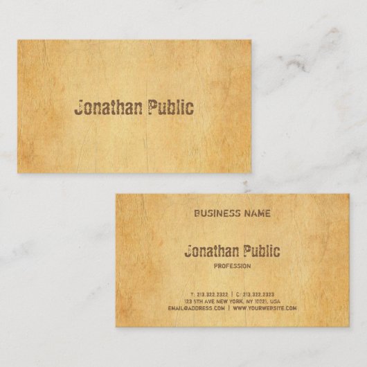 Elegant  oud papier verdrietig script tekst visitekaartje (Voorkant / Achterkant)