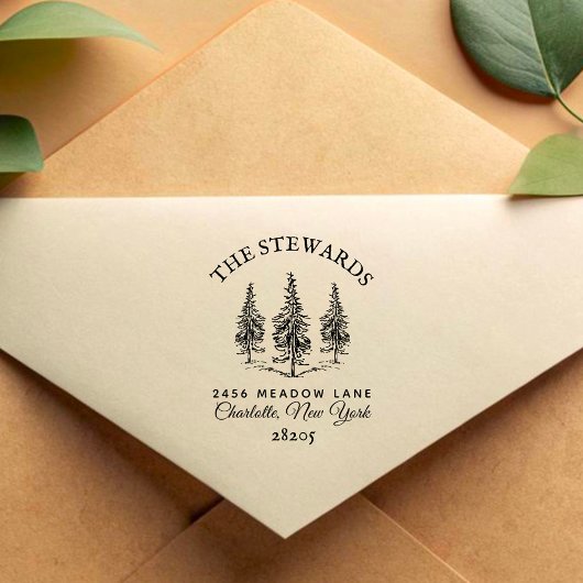 Elegant | Oude dennenbomen Familie adres Winter Rubberstempel