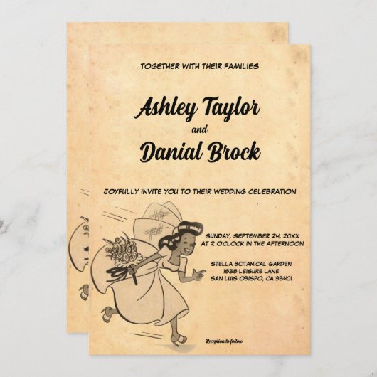 Elegant  Oude Stijl Rustic 50s Retro Wedding Kaart (Voorkant / Achterkant)