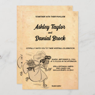 Elegant Oude Stijl Rustic 50s Retro Wedding Kaart