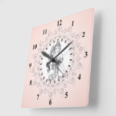 Elegant Oude Wereld Victoriaans Meisroze Vierkante Klok (Hoek)