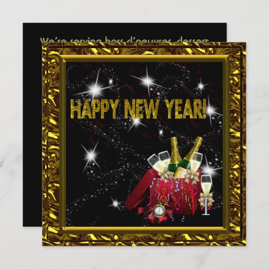 Elegant oudejaarsfeest kaart (Voorkant / Achterkant)